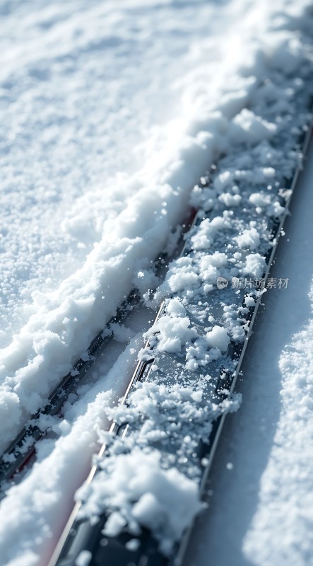 雪地上的滑雪板轨迹
