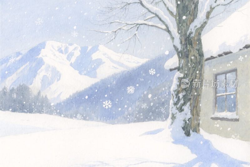 冬日雪景插画
