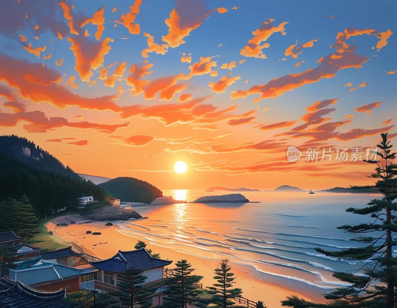 束草海滩日出美景