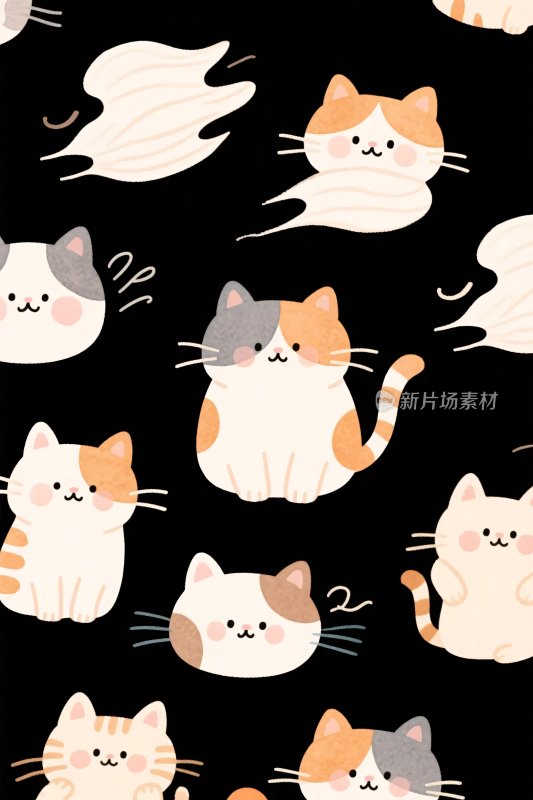 可爱猫咪插画图案