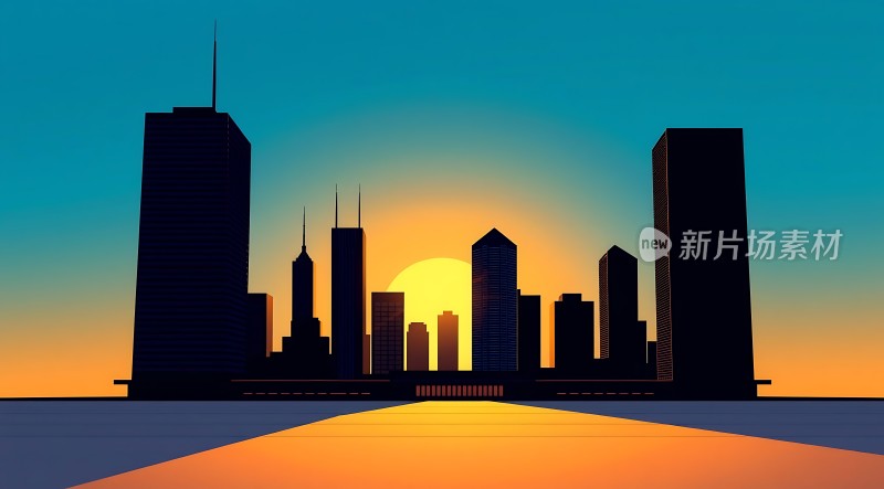 城市日出剪影