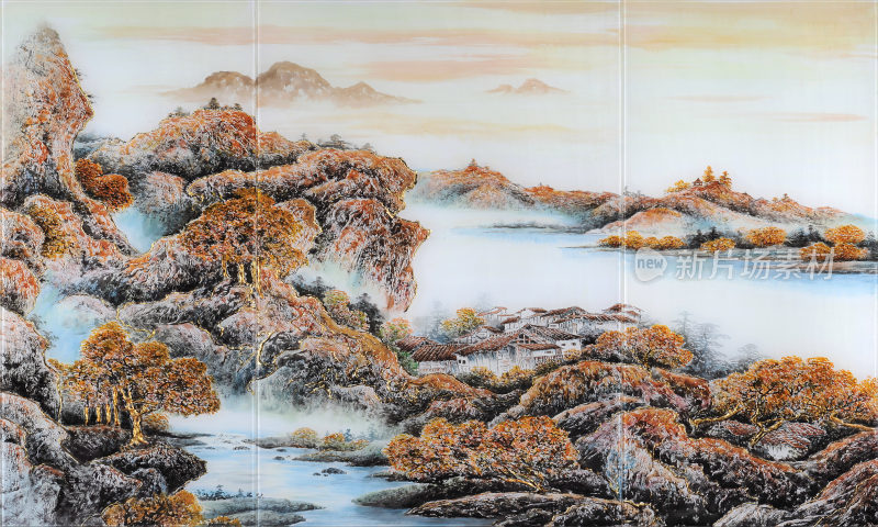 富水祥云背景装饰画