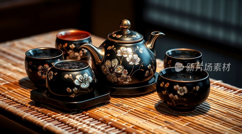 黑色茶具套装展示