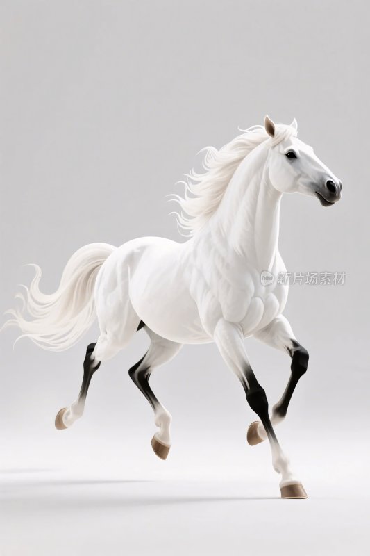 奔跑的白色骏马