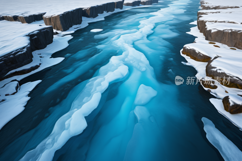 冰雪冰冻的河流的景色高清风景风光图片