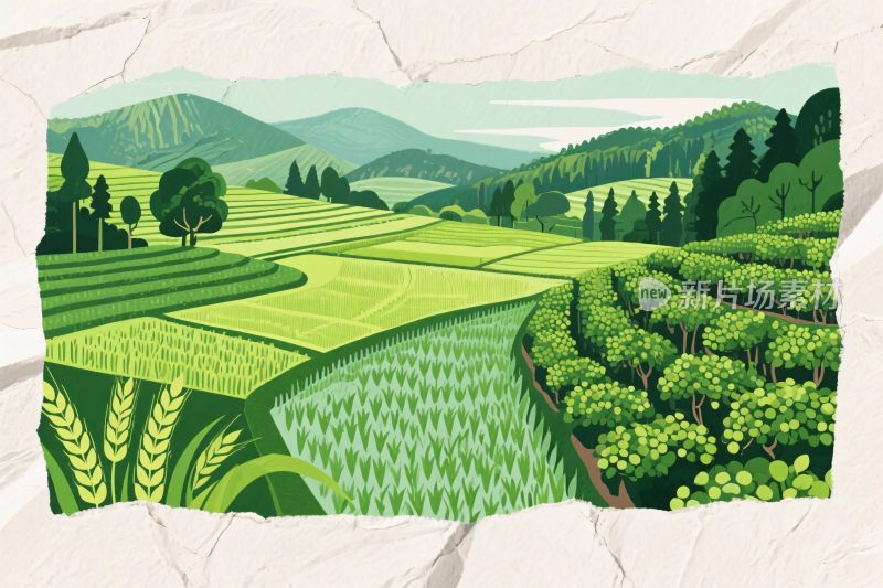 乡村田园风景插画