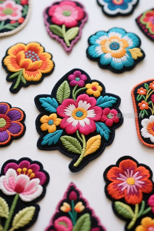 彩色绣花布贴展示