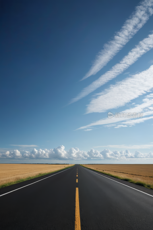 一条漫长的笔直道路高清风景摄影图片