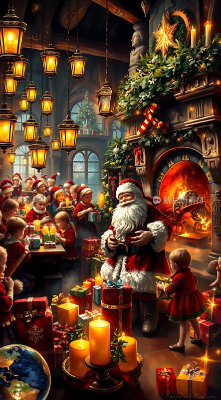 圣诞老人与孩子们的温馨聚会