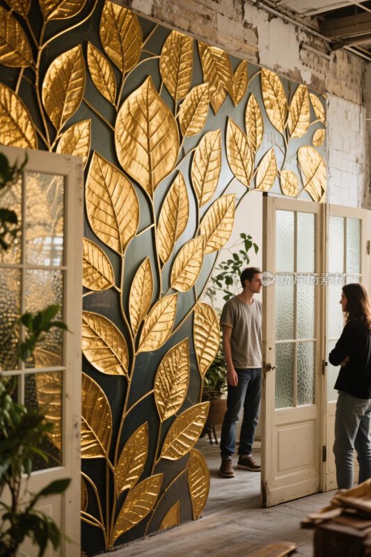 室内金色艺术墙面装饰