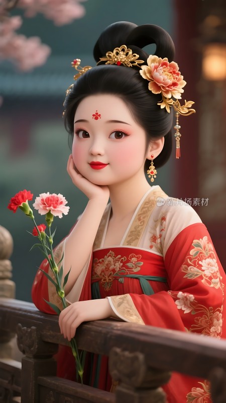 汉服佳人花影婆娑