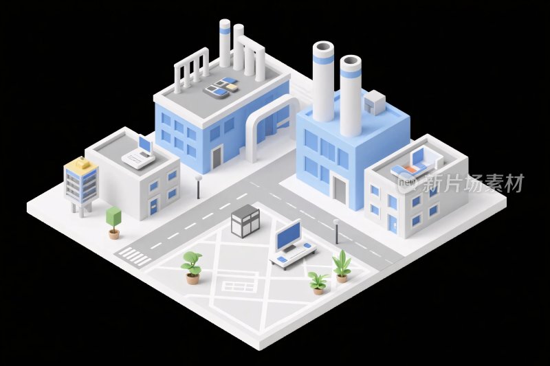 等距风格工业建筑插画