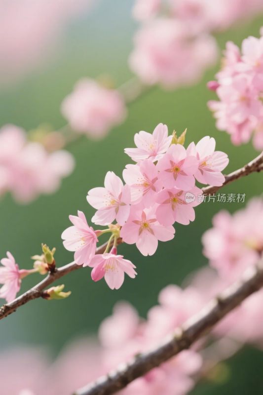 粉色樱花枝头特写