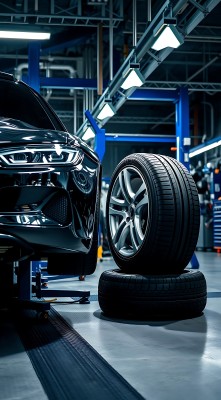 汽车维修车间轮胎和轮毂