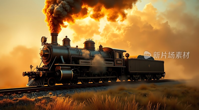 蒸汽火车驶向远方