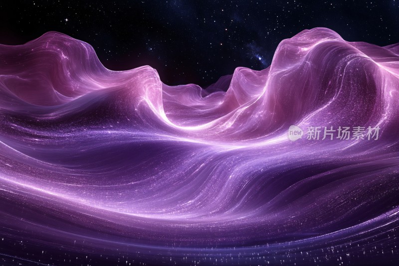 梦幻紫色星空波浪背景