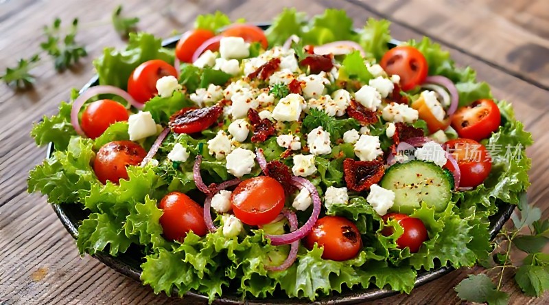 清新蔬菜沙拉色彩缤纷健康美味！