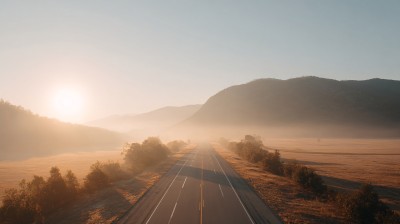 晨曦中的公路美景 晨曦中的公路美景