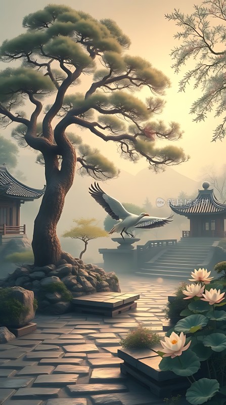 古树飞鹤荷塘小径