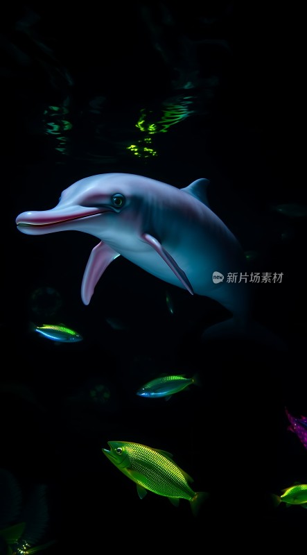 海豚与鱼儿共舞水下世界