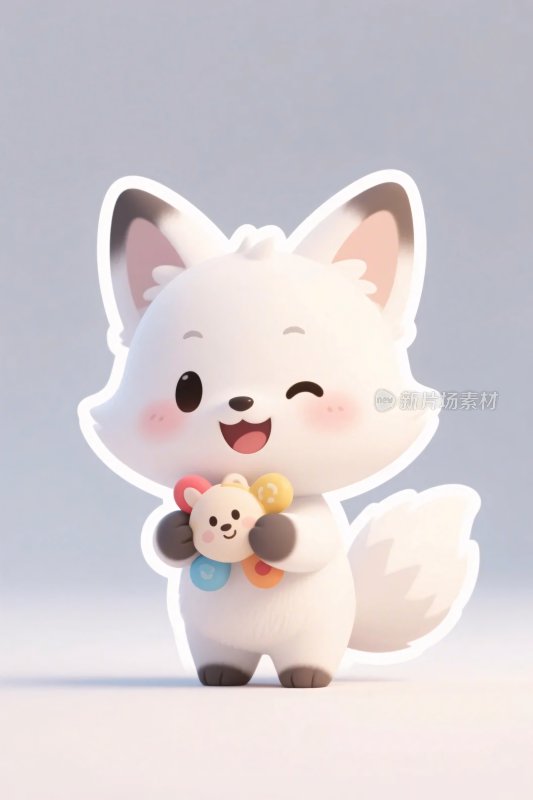 卡通小狐狸抱玩偶