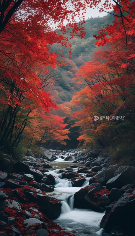 红叶溪谷秋色