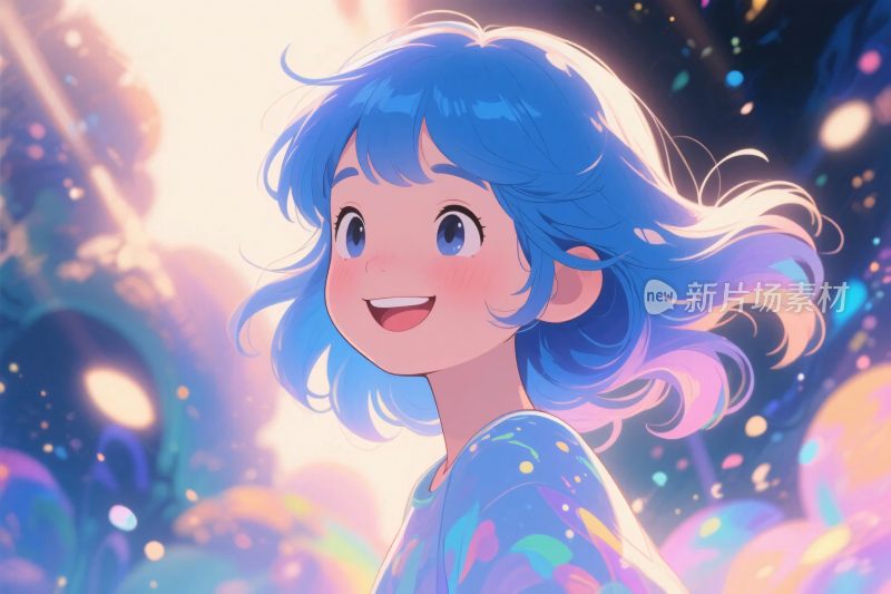 卡通女孩梦幻插画