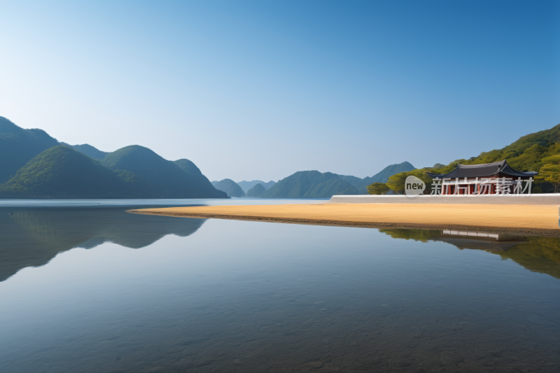 山倒映在湖水中高清背景图片