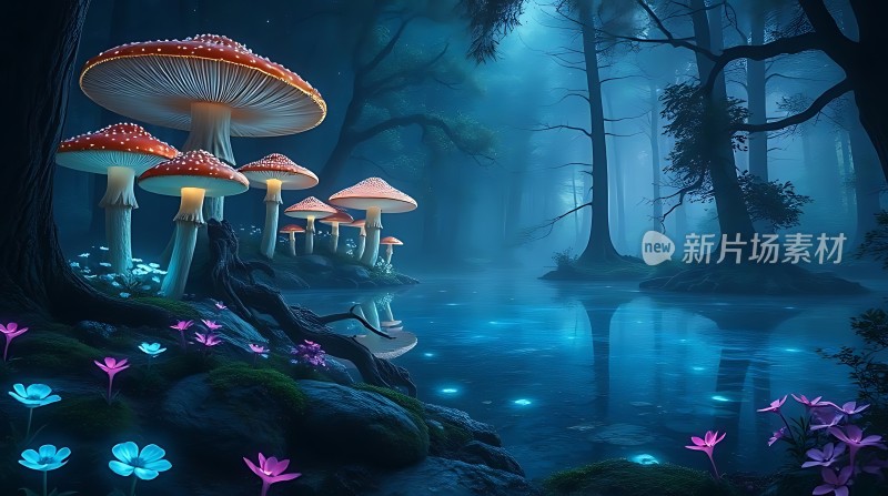 神秘夜林荧光梦