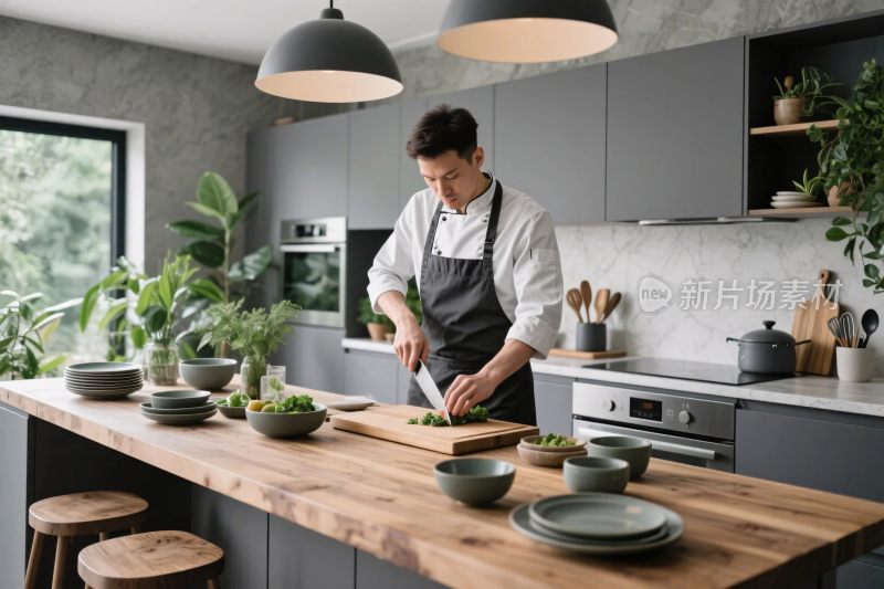 现代厨房烹饪场景