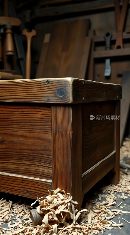 木工坊里的手工木箱