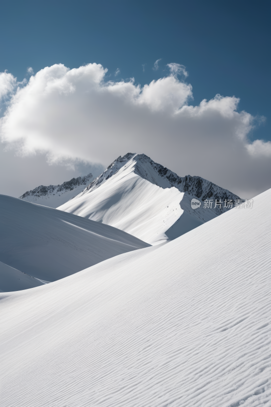 一座被雪覆盖的高山清风景摄影图片