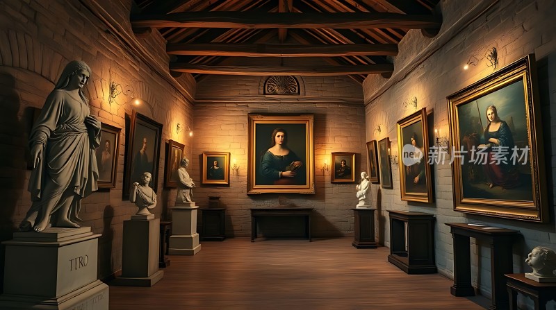 艺术殿堂经典画作与雕塑共舞
