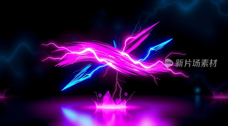 新片场素材炫彩闪电风暴