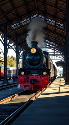 蒸汽火车驶入站台阳光下的经典场景 蒸汽火车驶入站台阳光下的经典场景