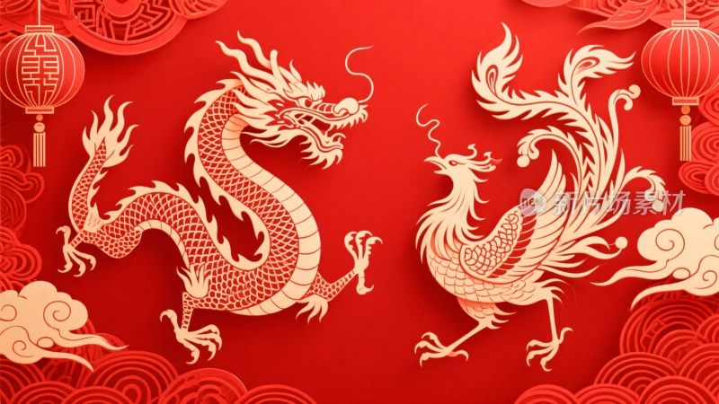 传统年画龙凤图