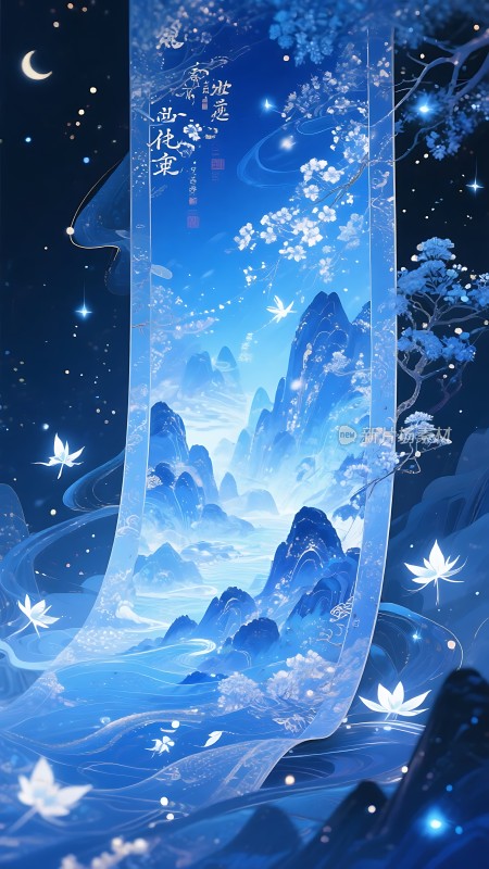 夜空下的山水画卷