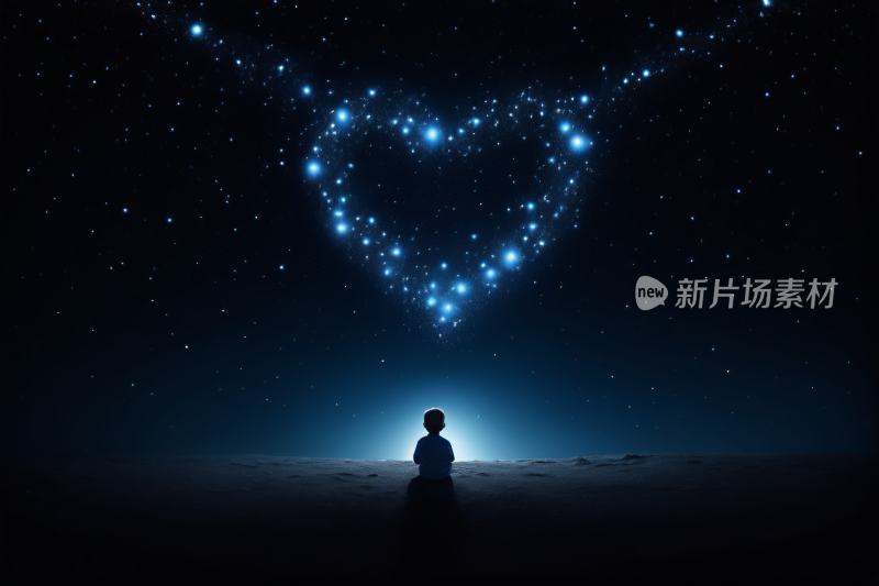 星空夜空一个人在地中央高清背景纹理图片