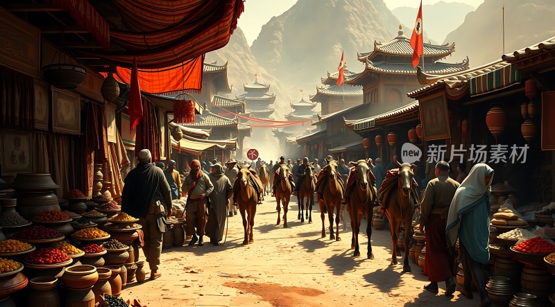丝绸之路上的繁华集市