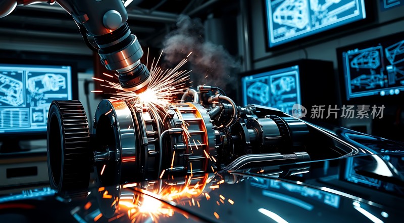 机器人焊接汽车发动机