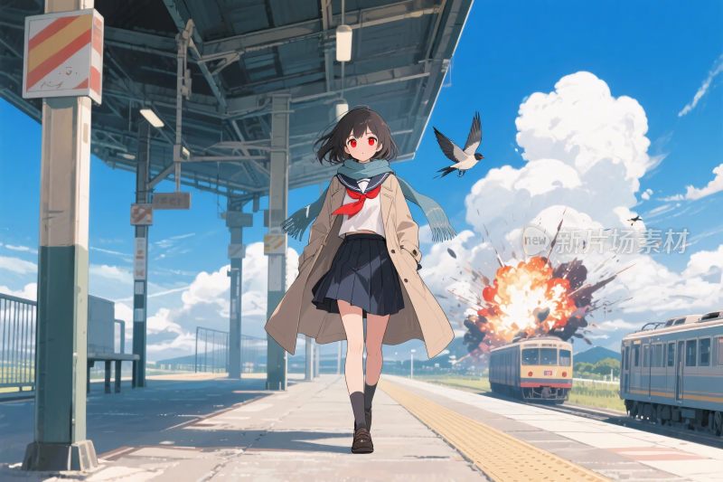 动漫火车站台场景