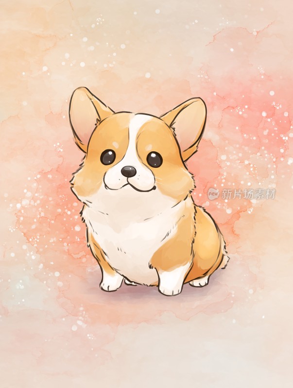 可爱插画风柯基小狗