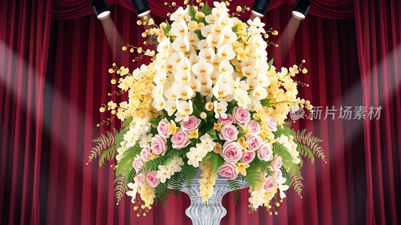 舞台上的华丽花艺展示