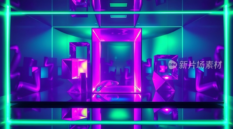 霓虹幻境未来主义几何世界