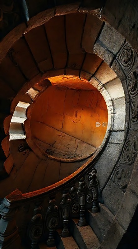 螺旋石阶上的光影交错