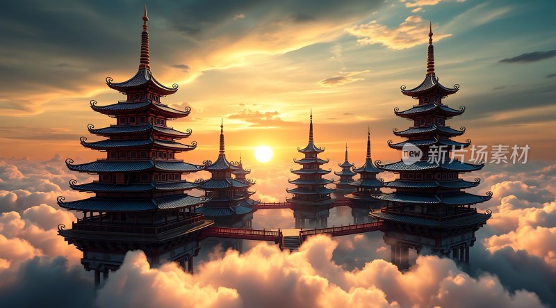 云上仙阁日落时