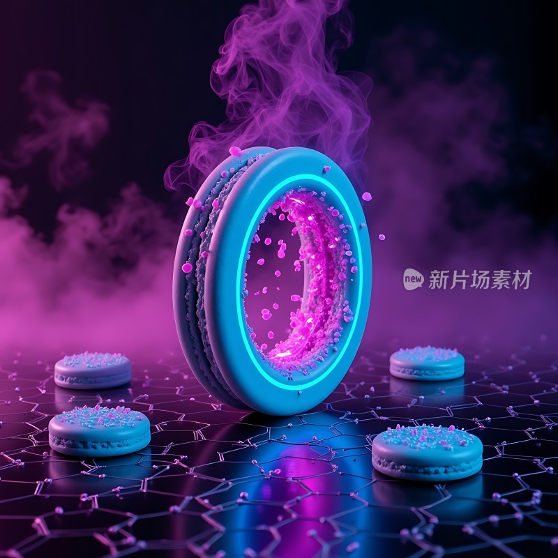 新片场素材炫彩甜甜圈与烟雾
