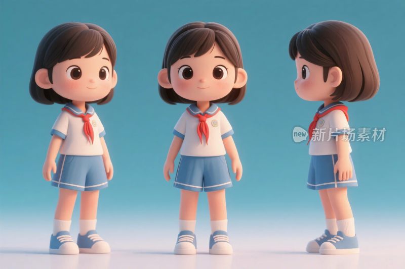 卡通校服女孩插画