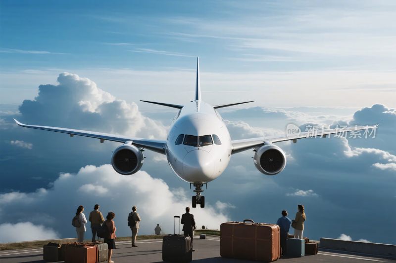 机场飞机与旅客场景