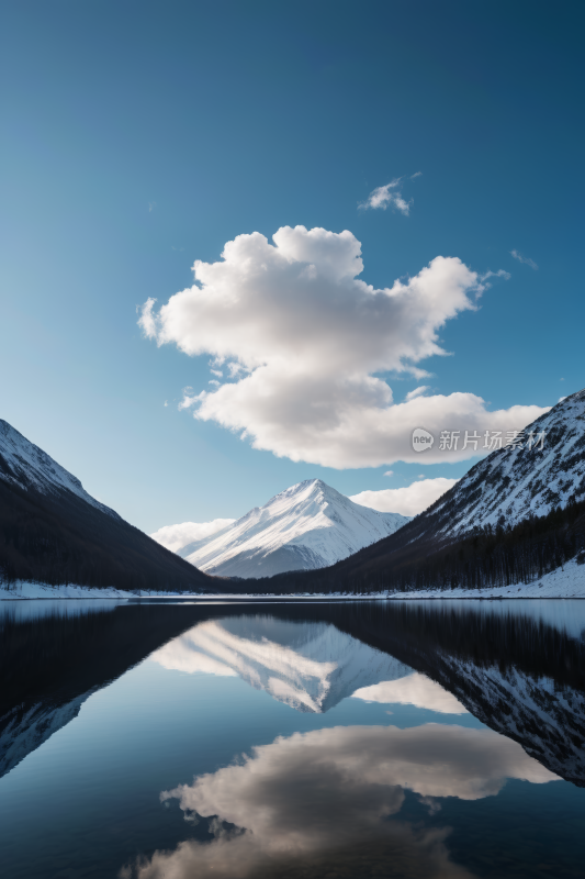 山倒映在蓝天湖中高清风景图片